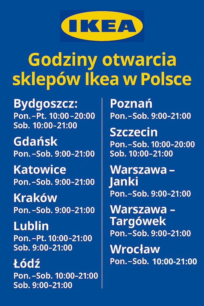godziny otwarcia ikei w miastach Polski 