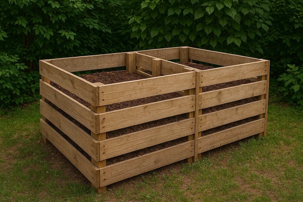 kompostownik z palet z dwiema komorami 