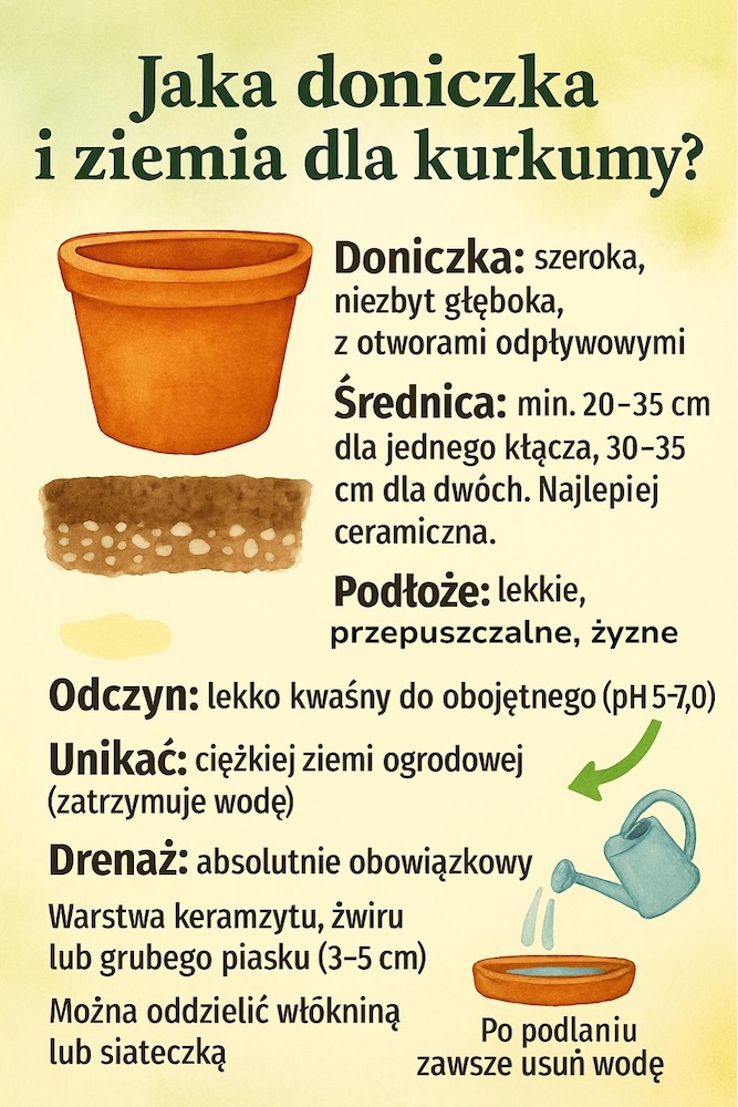 kwiat kurkuma - dobór ziemi i doniczki 