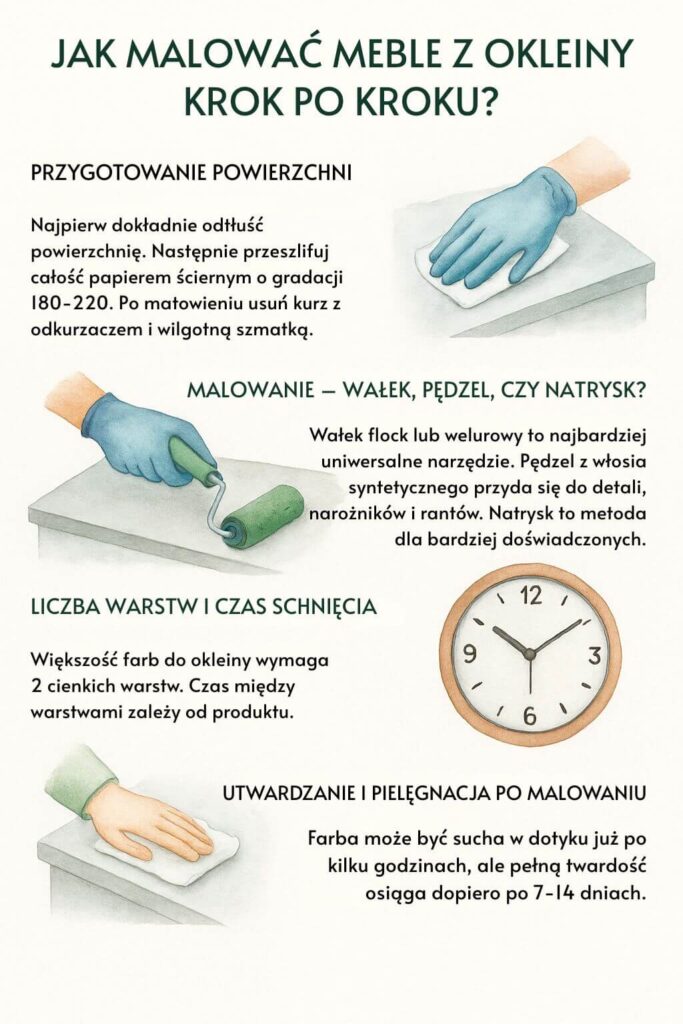Jak prawidłowo malować meble z okleiny? Infografika 