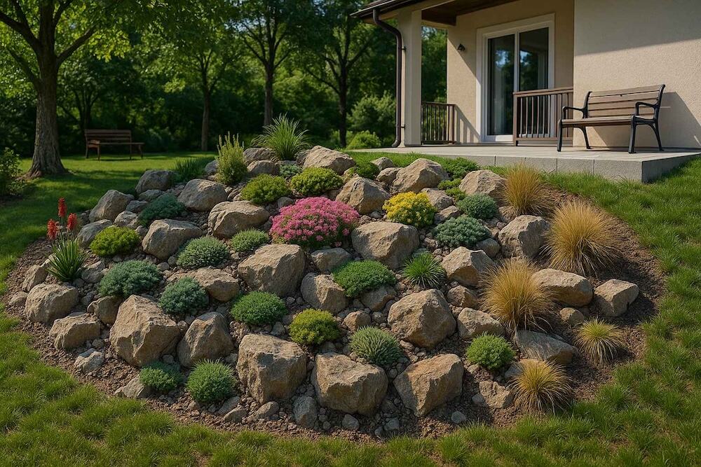 najpiękniejsze skalniaki - zdjęcia na skarpie przed domem 