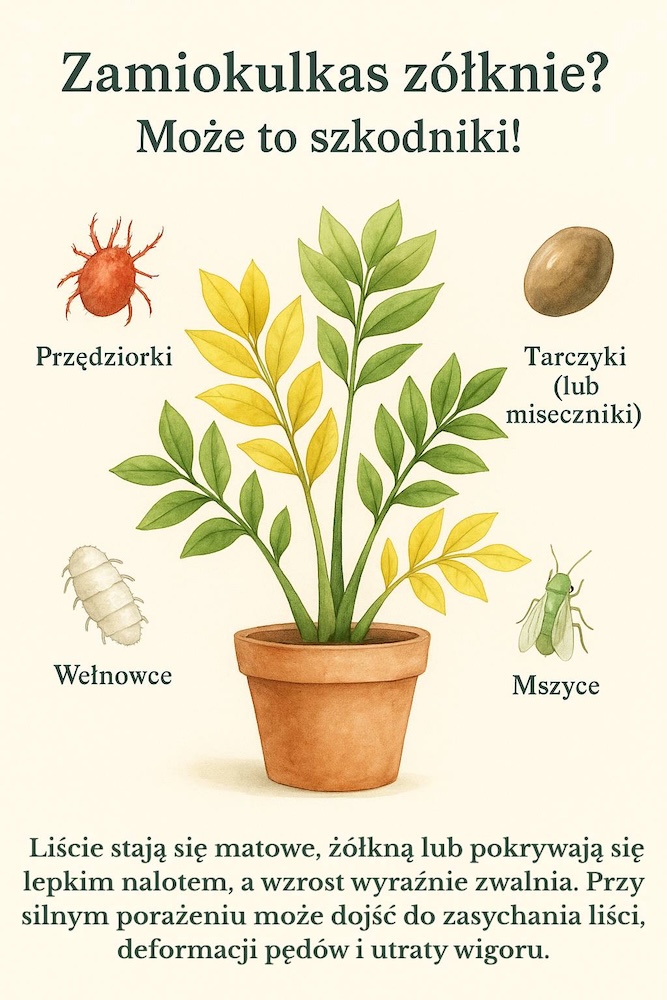 pasożyty żerujące na zamiokulkasie 