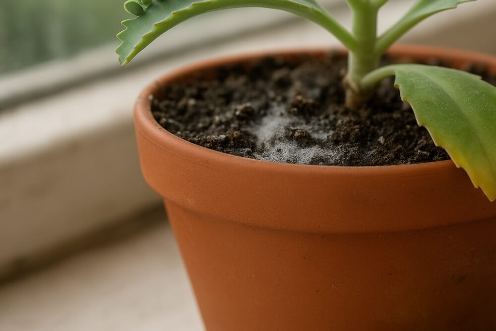 pleśń w donicy żyworódki daigremonta