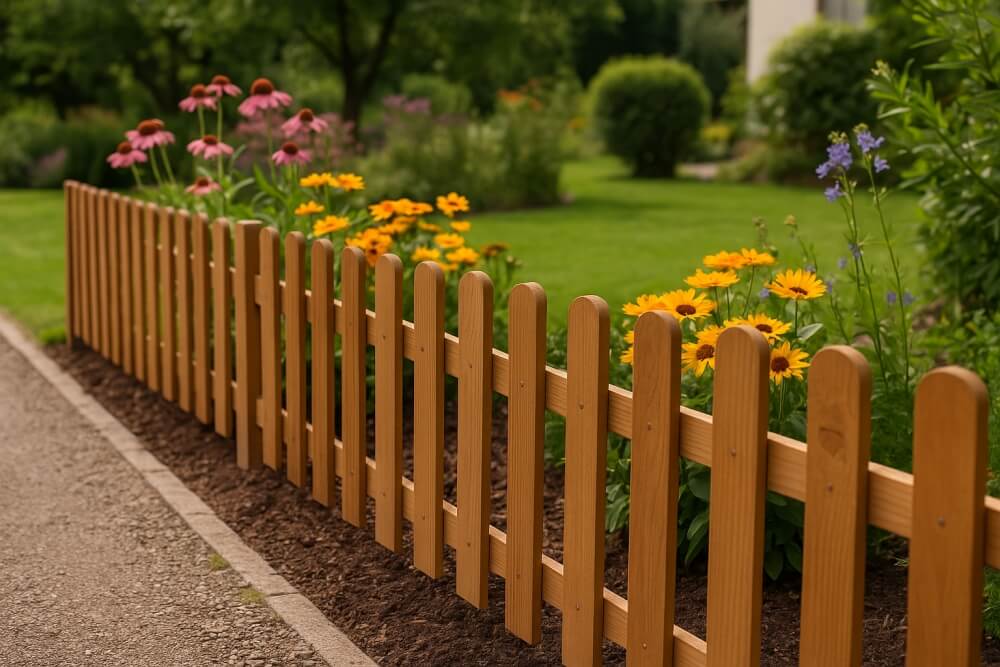 płotek drewniany w ogrodzie