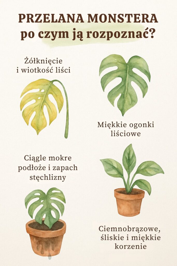 przelana monstera – symptomy przelana monstera - objawy
