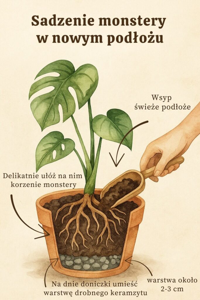 przelana monstera a sadzenie w nowej donicy przelana monstera – sadzenie do nowego podłoża