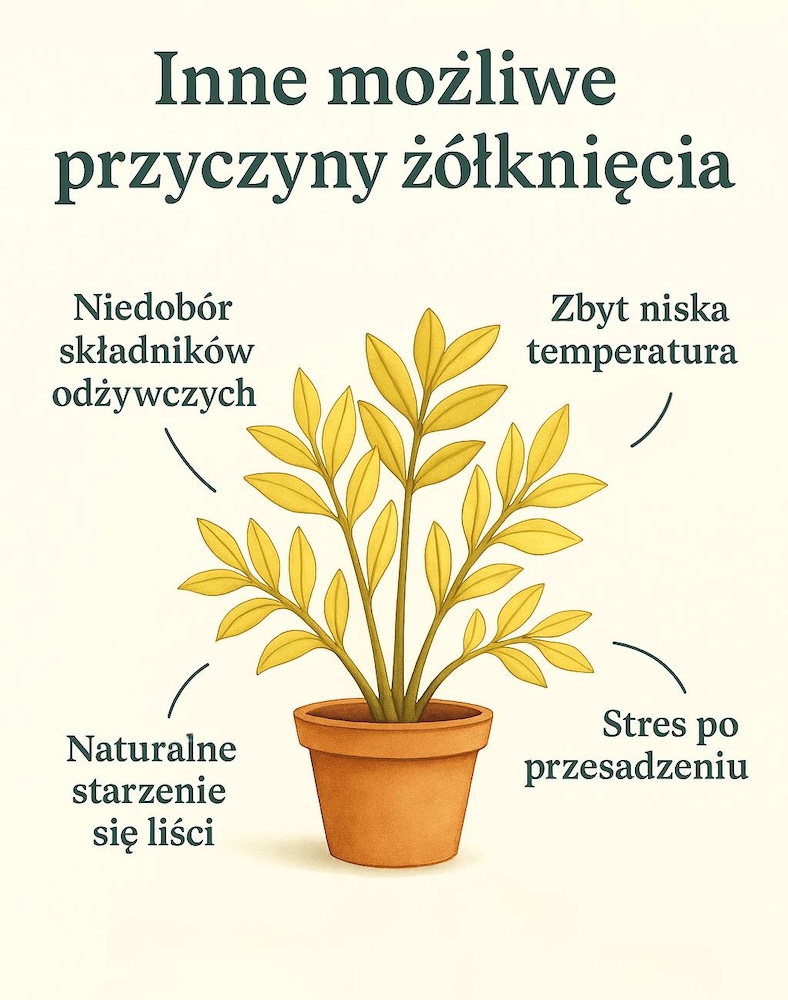 inne powodu żółknięcia zamiokulkasa 