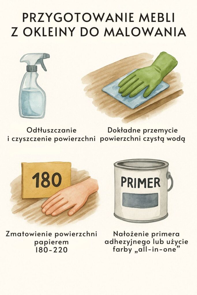 Jak przygotować meble z okleiny do malowania? Infografika 