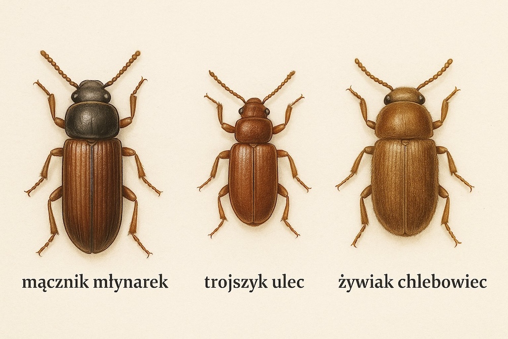 robaki w mące - trzy rodzaje chrząszczy 
