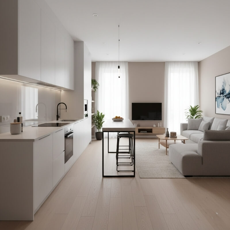 kuchnia w układzie jednorzędowym