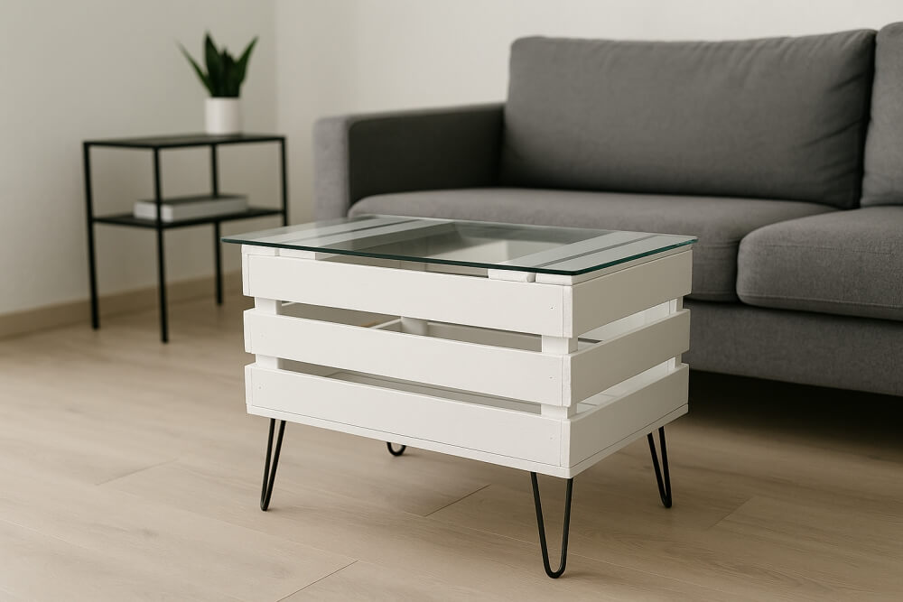 stolik ze skrzynki w stylu nowoczesnym