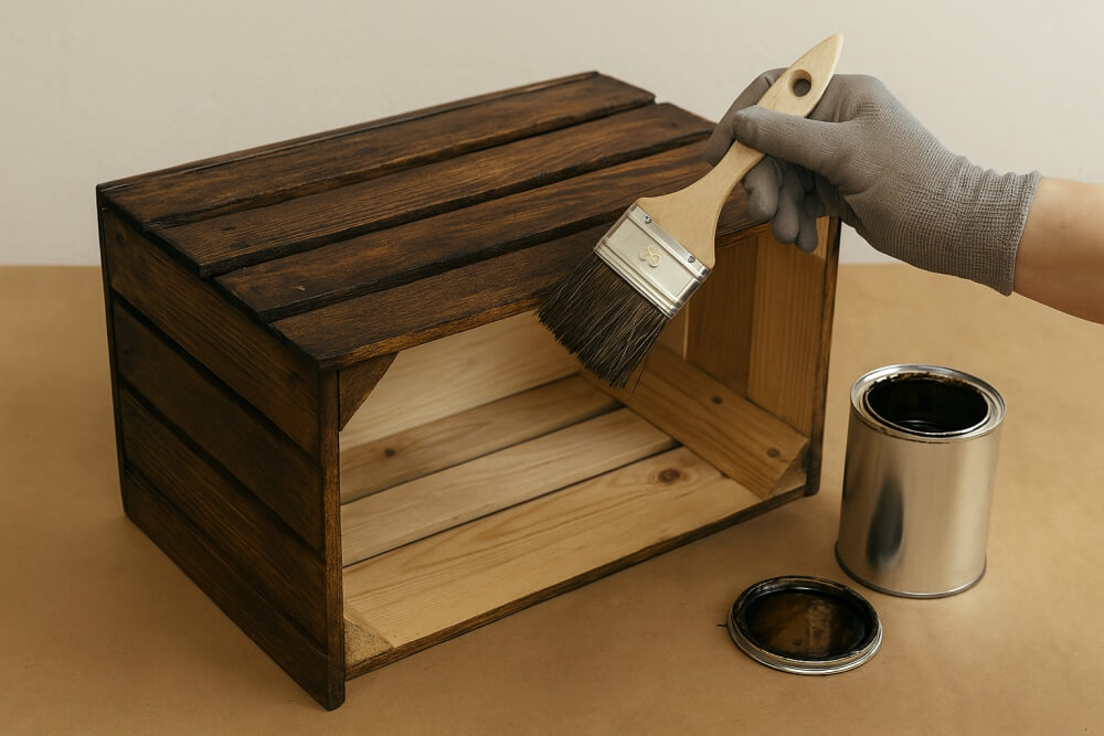 malowanie stolika ze skrzynki