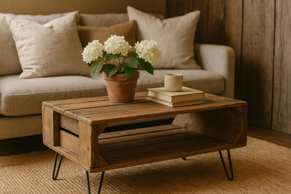 stolik ze skrzynki w stylu rustykalnym