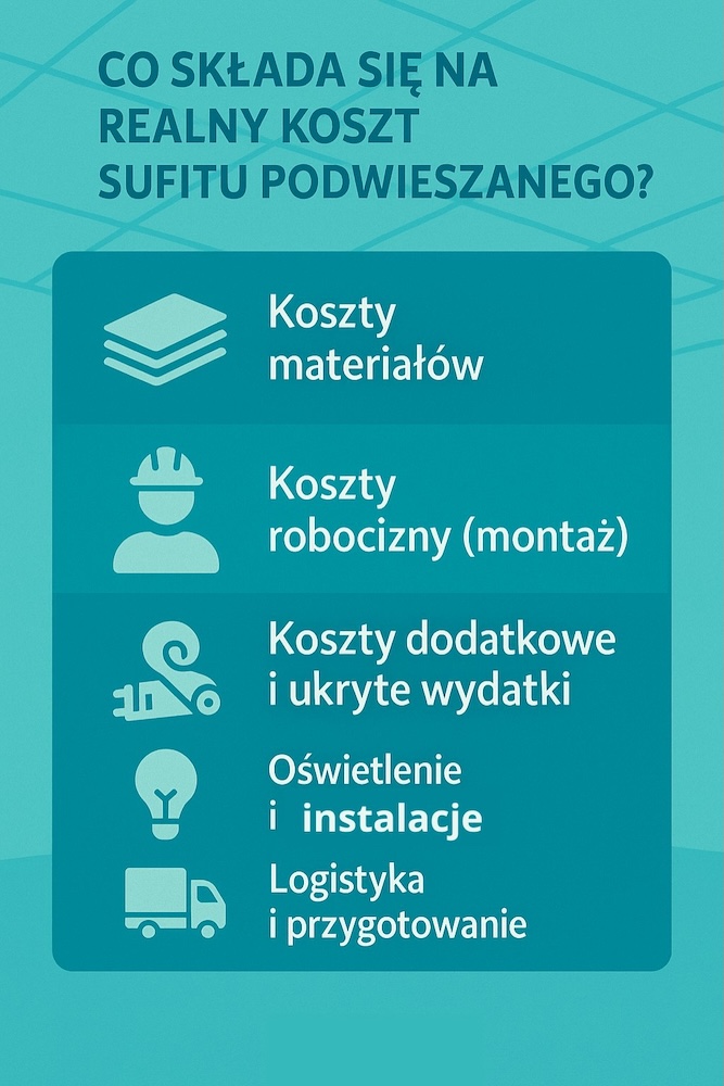 sufit podwieszany - cena za materiały i koszty robocizny 