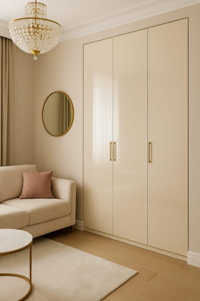 ukryta szafa glamour w salonie