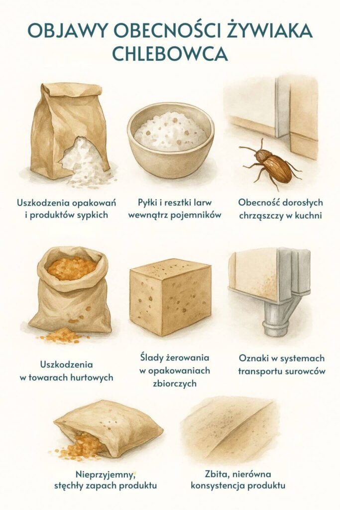 Objawy obecności żywiaka chlebowca 