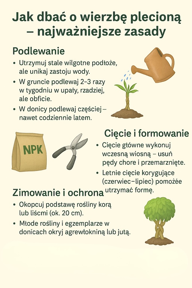 informacje jak pielęgnować wierzbę plecioną 